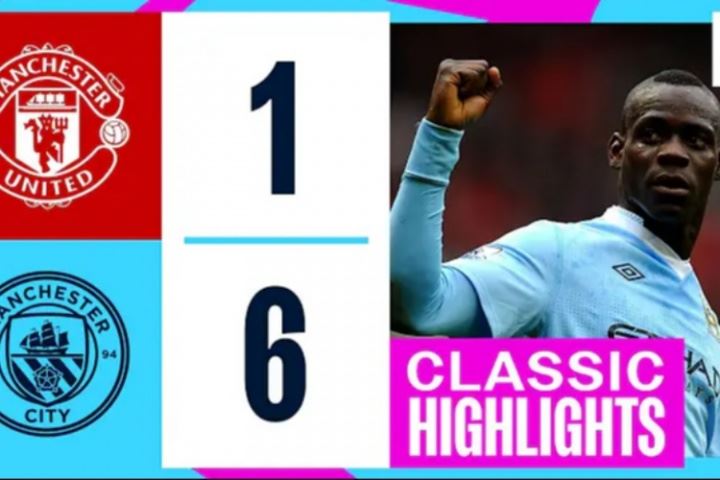 巴神成名战！11年英超，巴洛特利梅开二度，曼城6-1大胜曼联